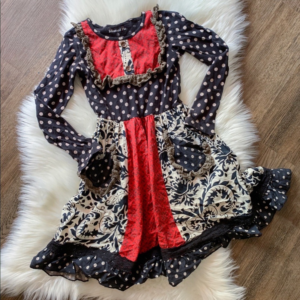 Mustard Pie Red and Black Polka Dot Dress